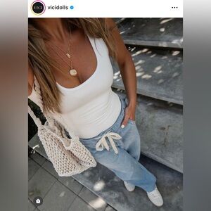 VICI Westley Drawstring Wide Leg Jeans light wash size 27 NWT